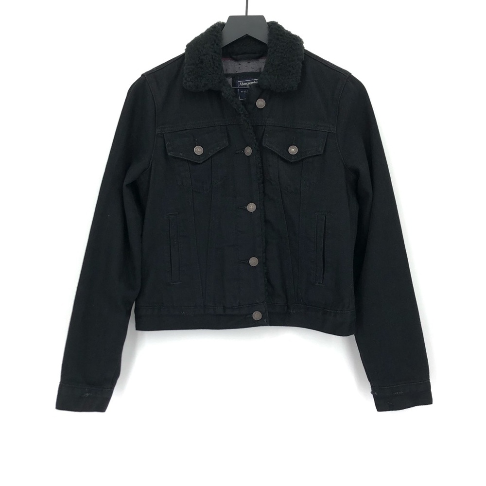 ABERCROMBIE & FITCH Flannel Lined Jean Jacket Black XS